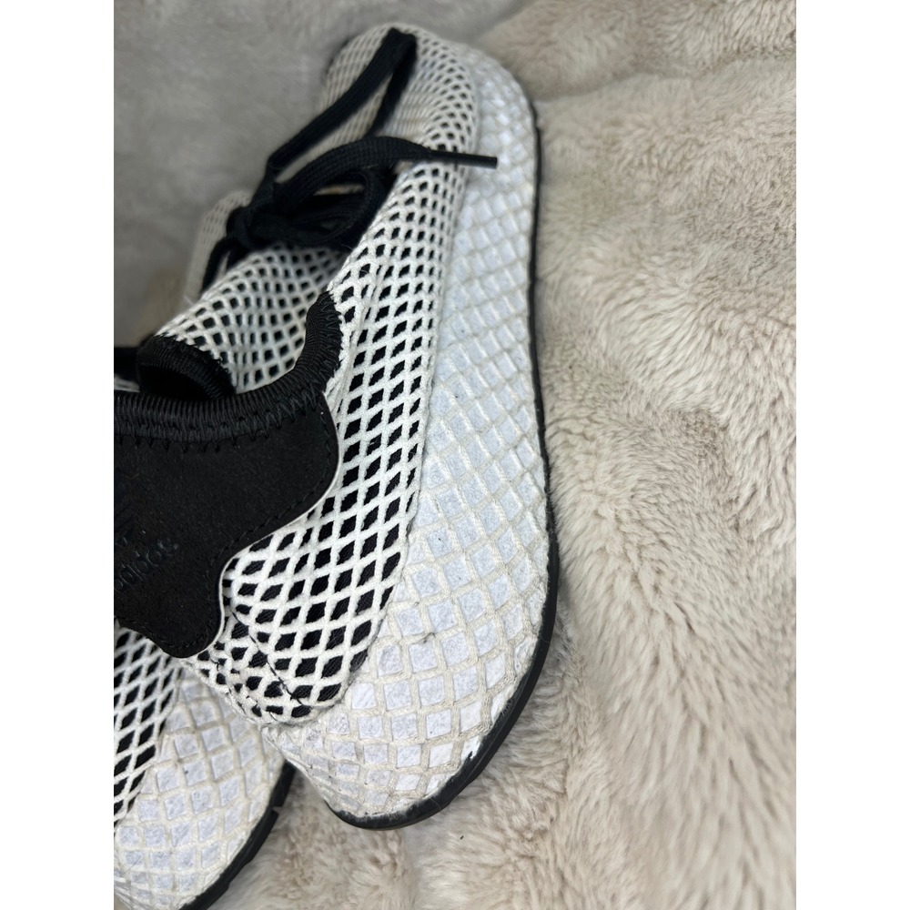 Adidas Mens Deerupt Runner Mesh Webbed Sneakers White Black Blue Size 10 - Picture 11 of 12